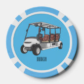 Golfkar / golfbuggy cartoon illustratie poker chips (Achterkant)