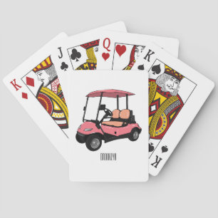 Golfkar / golfbuggy cartoon illustratie pokerkaarten