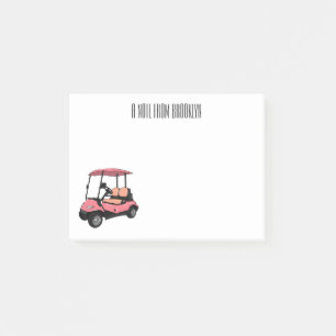Golfkar / golfbuggy cartoon illustratie post-it® notes
