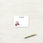 Golfkar / golfbuggy cartoon illustratie post-it® notes (Op bureau)