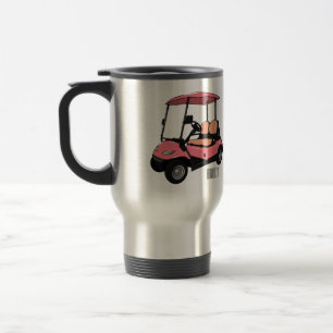 Golfkar / golfbuggy cartoon illustratie reisbeker