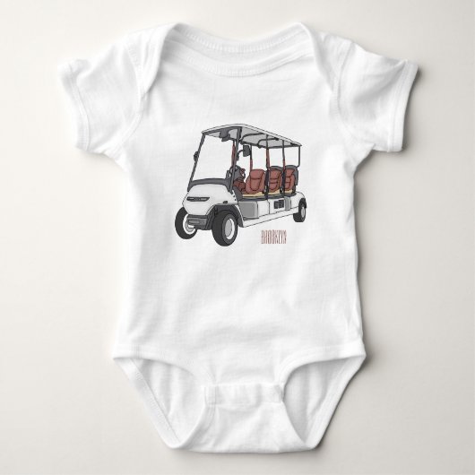 Golfkar / golfbuggy cartoon illustratie romper (Voorkant)
