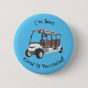 Golfkar / golfbuggy cartoon illustratie ronde button 5,7 cm