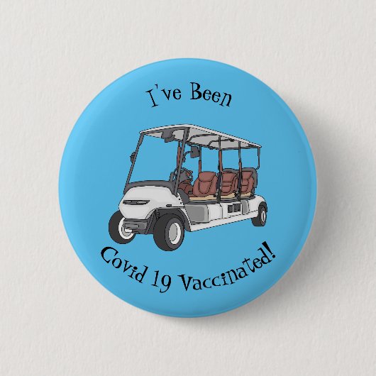 Golfkar / golfbuggy cartoon illustratie ronde button 5,7 cm (Voorkant)