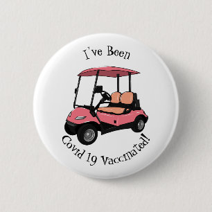 Golfkar / golfbuggy cartoon illustratie ronde button 5,7 cm