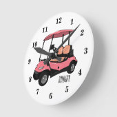 Golfkar / golfbuggy cartoon illustratie ronde klok (Hoek)