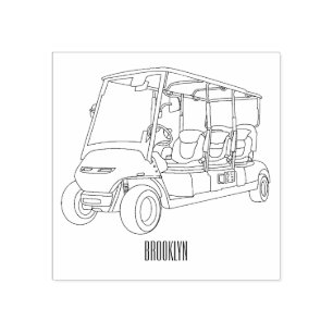 Golfkar / golfbuggy cartoon illustratie rubberstempel