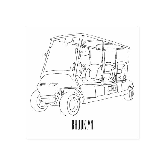 Golfkar / golfbuggy cartoon illustratie rubberstempel (Afrduk)