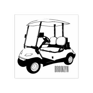Golfkar / golfbuggy cartoon illustratie rubberstempel