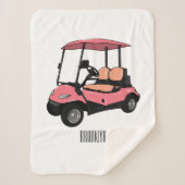 Golfkar / golfbuggy cartoon illustratie sherpa deken (Voorkant)