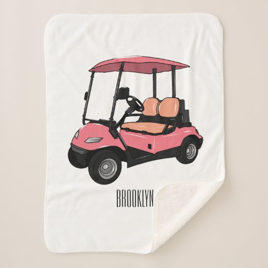 Golfkar / golfbuggy cartoon illustratie sherpa deken (Voorkant)