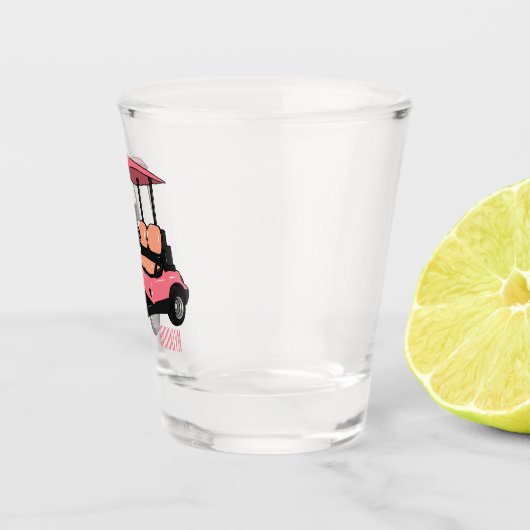 Golfkar / golfbuggy cartoon illustratie shot glas (Rechts)