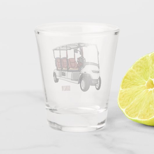 Golfkar / golfbuggy cartoon illustratie shot glas (Achterkant)