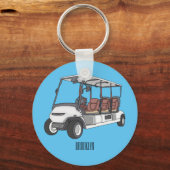 Golfkar / golfbuggy cartoon illustratie sleutelhanger (Voorkant)