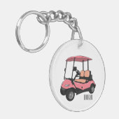 Golfkar / golfbuggy cartoon illustratie sleutelhanger (Voorkant Links)