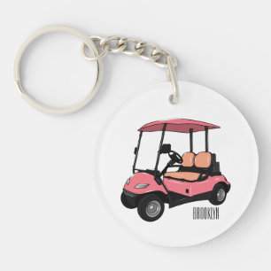 Golfkar / golfbuggy cartoon illustratie sleutelhanger