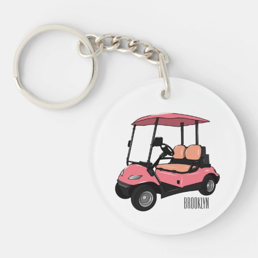 Golfkar / golfbuggy cartoon illustratie sleutelhanger (Voorkant)