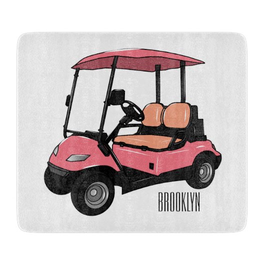 Golfkar / golfbuggy cartoon illustratie snijplank (Voorkant)
