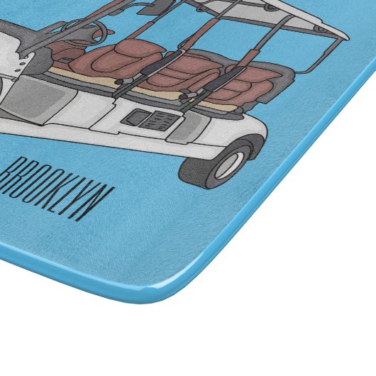 Golfkar / golfbuggy cartoon illustratie snijplank (Hoek)