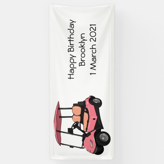 Golfkar / golfbuggy cartoon illustratie spandoek (Verticaal)