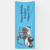 Golfkar / golfbuggy cartoon illustratie spandoek (Verticaal)
