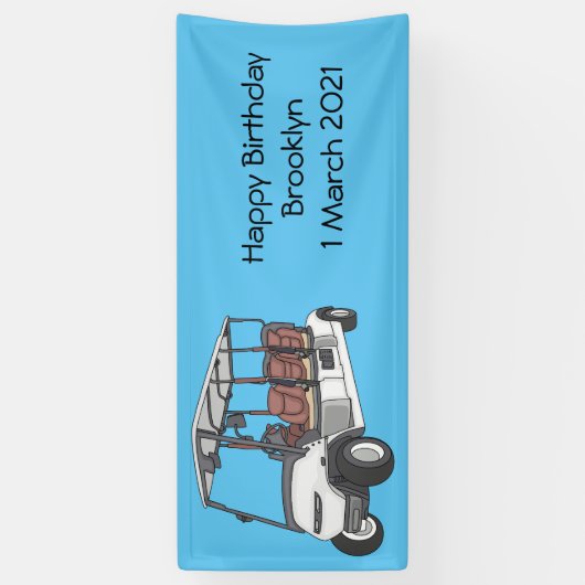 Golfkar / golfbuggy cartoon illustratie spandoek (Verticaal)