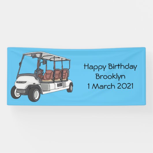 Golfkar / golfbuggy cartoon illustratie spandoek (Horizontaal)
