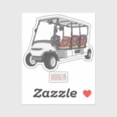 Golfkar / golfbuggy cartoon illustratie sticker (Vel)