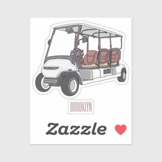Golfkar / golfbuggy cartoon illustratie sticker (Vel)
