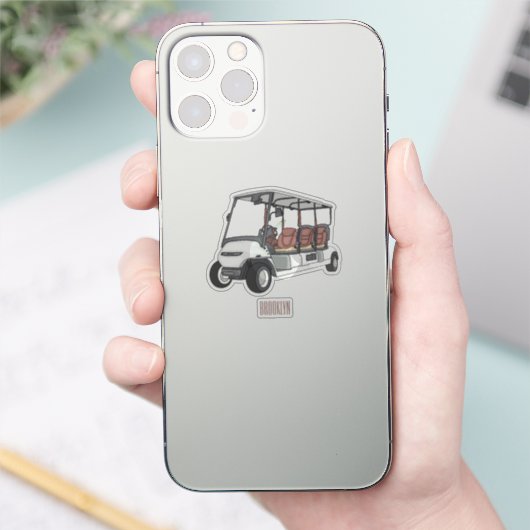 Golfkar / golfbuggy cartoon illustratie sticker (Telefoon)