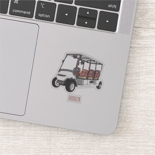 Golfkar / golfbuggy cartoon illustratie sticker (Detail)