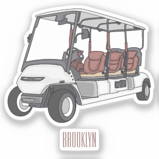 Golfkar / golfbuggy cartoon illustratie sticker (Voorkant)
