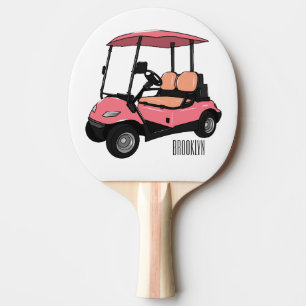 Golfkar / golfbuggy cartoon illustratie tafeltennisbatje