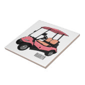 Golfkar / golfbuggy cartoon illustratie tegeltje (Zijkant)