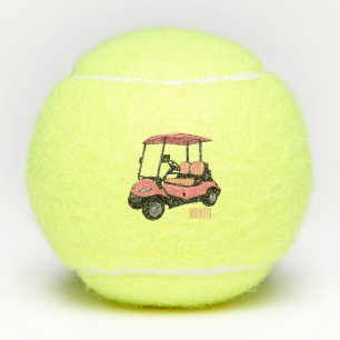 Golfkar / golfbuggy cartoon illustratie tennisballen