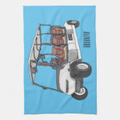 Golfkar / golfbuggy cartoon illustratie theedoek (Verticaal)