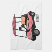 Golfkar / golfbuggy cartoon illustratie theedoek (Verticaal)