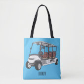 Golfkar / golfbuggy cartoon illustratie tote bag (Voorkant)