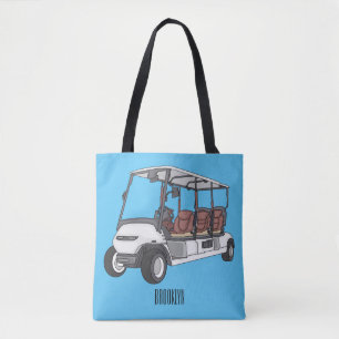 Golfkar / golfbuggy cartoon illustratie tote bag
