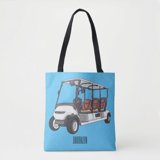 Golfkar / golfbuggy cartoon illustratie tote bag (Voorkant)