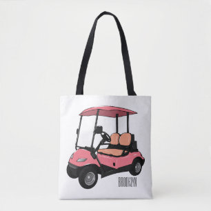 Golfkar / golfbuggy cartoon illustratie tote bag