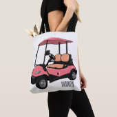 Golfkar / golfbuggy cartoon illustratie tote bag (Dichtbij)