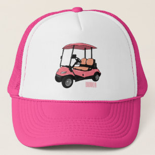 Golfkar / golfbuggy cartoon illustratie trucker pet