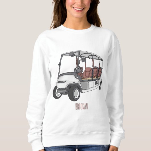 Golfkar / golfbuggy cartoon illustratie trui (Voorkant)