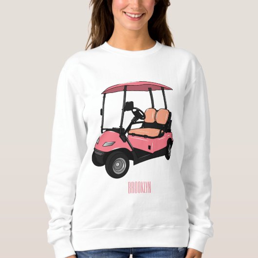 Golfkar / golfbuggy cartoon illustratie trui (Voorkant)