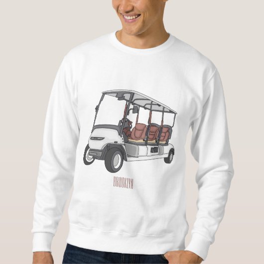 Golfkar / golfbuggy cartoon illustratie trui (Voorkant)