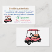 Golfkar / golfbuggy cartoon illustratie visitekaartje (Voorkant / Achterkant)