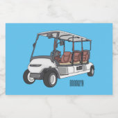 Golfkar / golfbuggy cartoon illustratie voedselcontainer etiket (Enkel label)