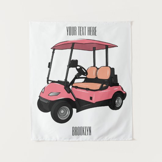 Golfkar / golfbuggy cartoon illustratie wandkleed (Voorkant)