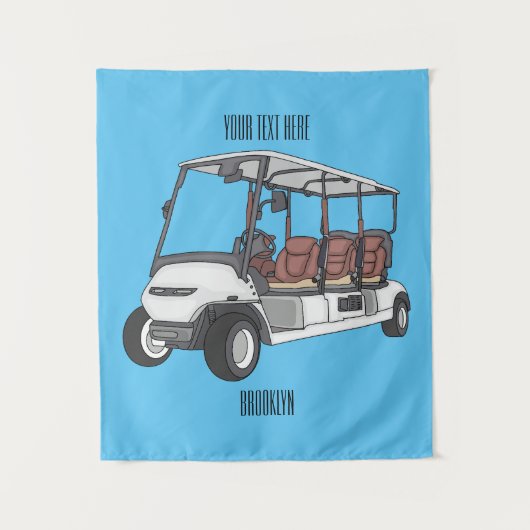 Golfkar / golfbuggy cartoon illustratie wandkleed (Voorkant)